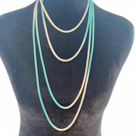 Titanium Necklace Set in Blended Mint Green and Silver - Picture 3 of 6